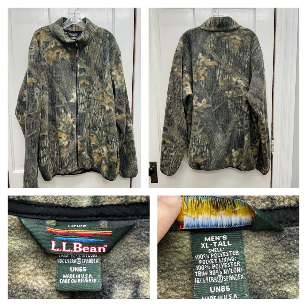 L.L Bean camo camouflage fleece jacket coat men's‎ xlt xl tall